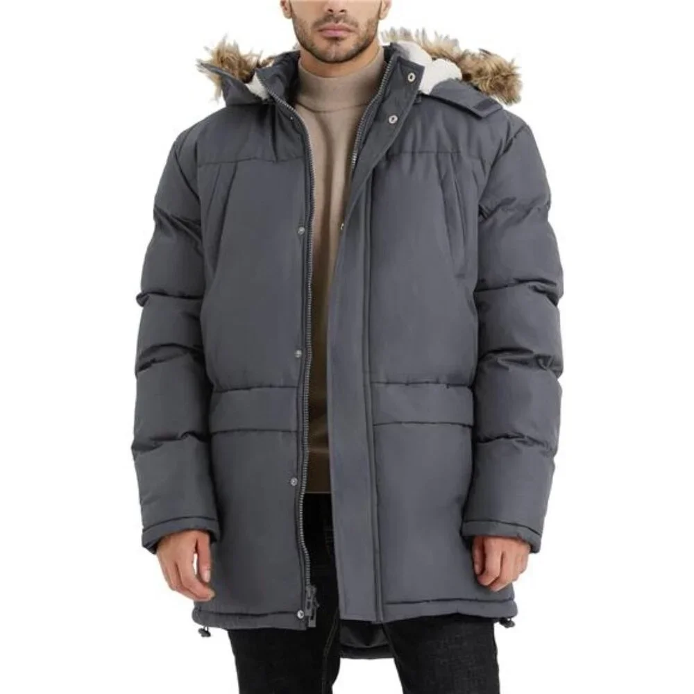 Men's Long Winter Hooded Jacket Puffy Coat Padded Thicken Parka Jackets